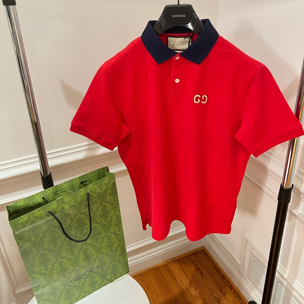 Gucci GG embroidered cotton-blend piqué polo shirt